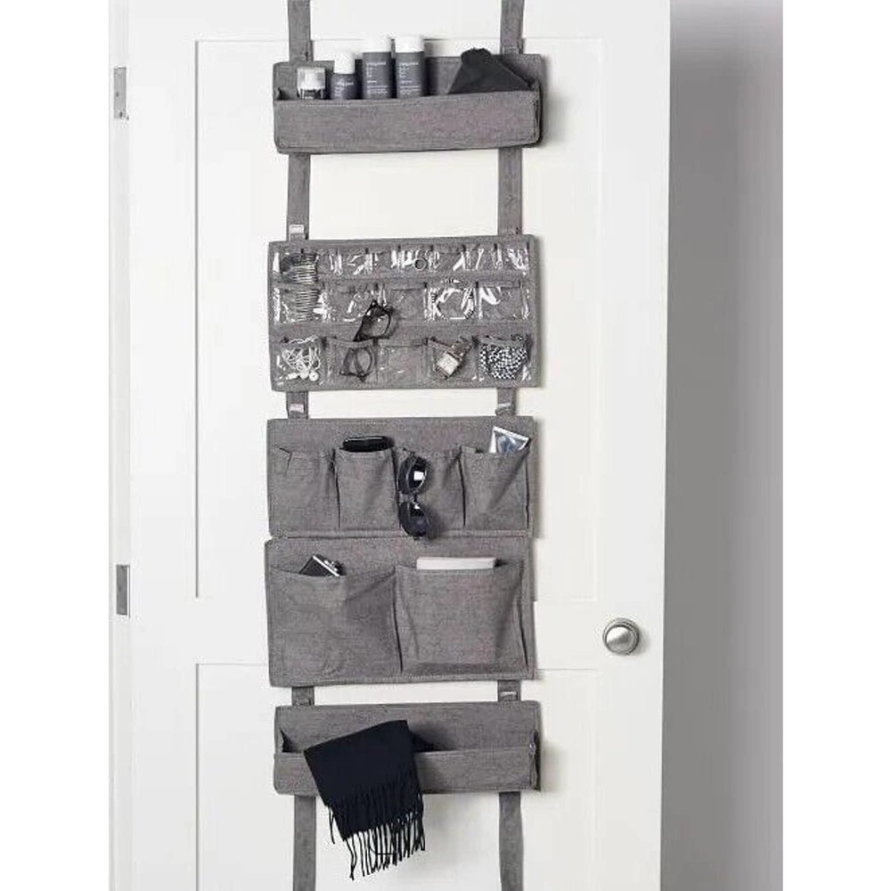 Pottery Barn Over The Door Hanging Modular Fabric Storage Gray NEW